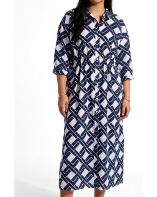 Plus Size Paros Drawstring Linen Shirtdress