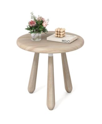 18'' Round End Table Outdoor Mahogany Wood Side Table with Thickened Board
