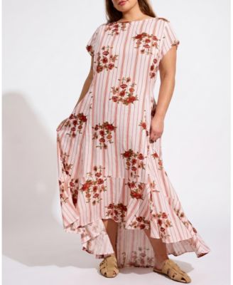 Women's Plus Size Sunset Linen Flounce Dress