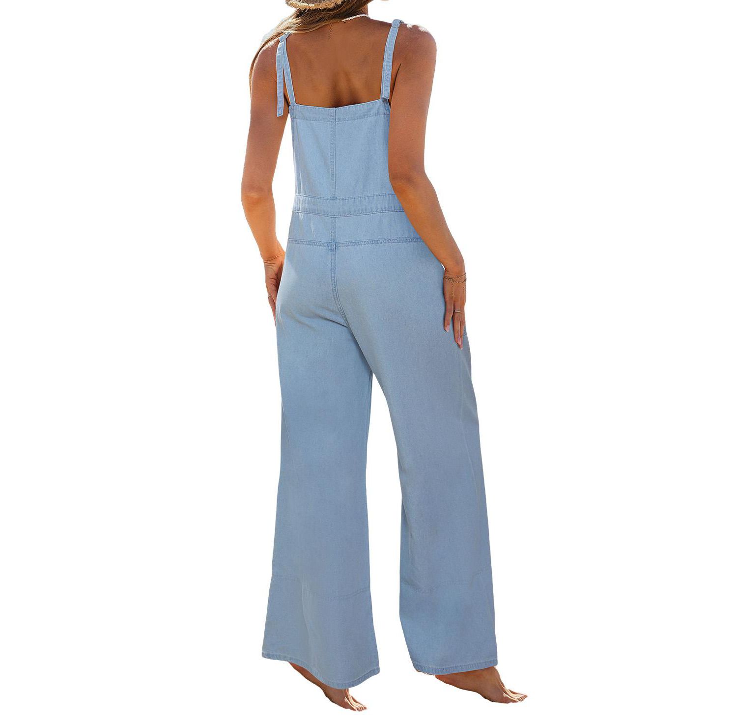 Women's Denim Square Neck Jumpsuit
