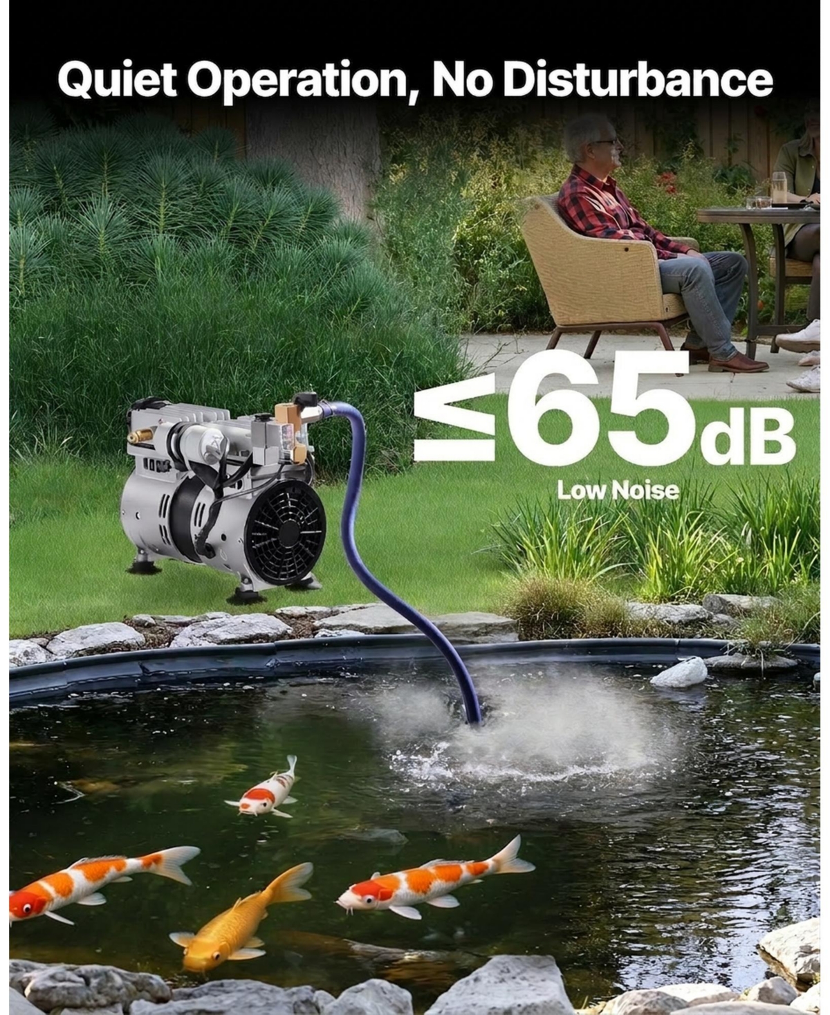 Sugift Pond Aerator, 550W Power, 5.2CFM for Up to 3 Acre Lake, Includes Compressor