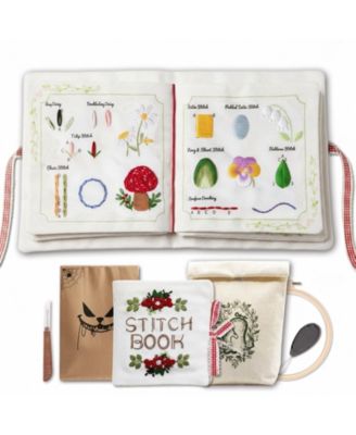 Embroidery Book Fabric Pages 32 Stitches Learning Order DIY Sewing Kit Floral Motifs Practice Patterns Basic Intermediate