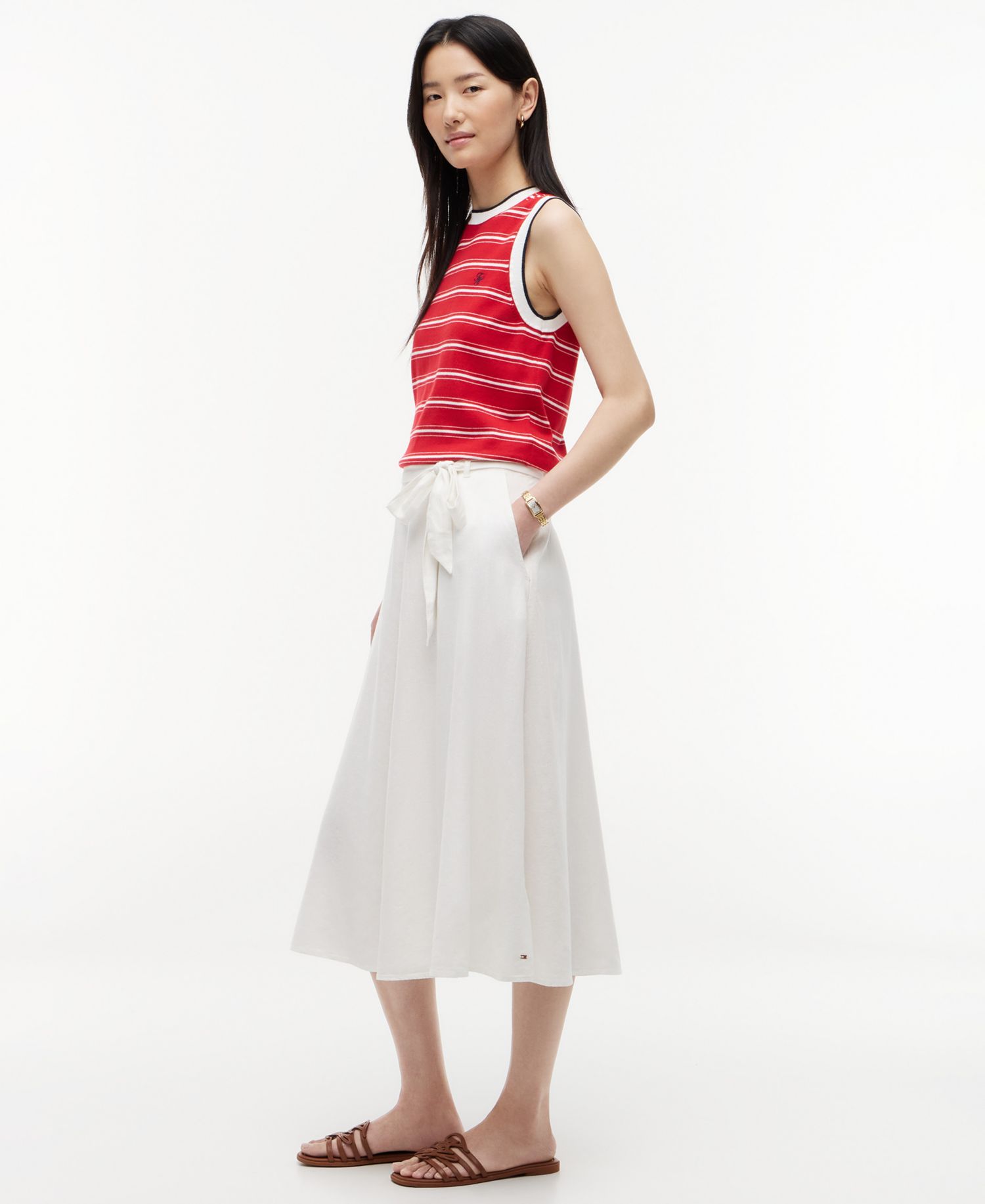 Women's Belted Midi Skirt
