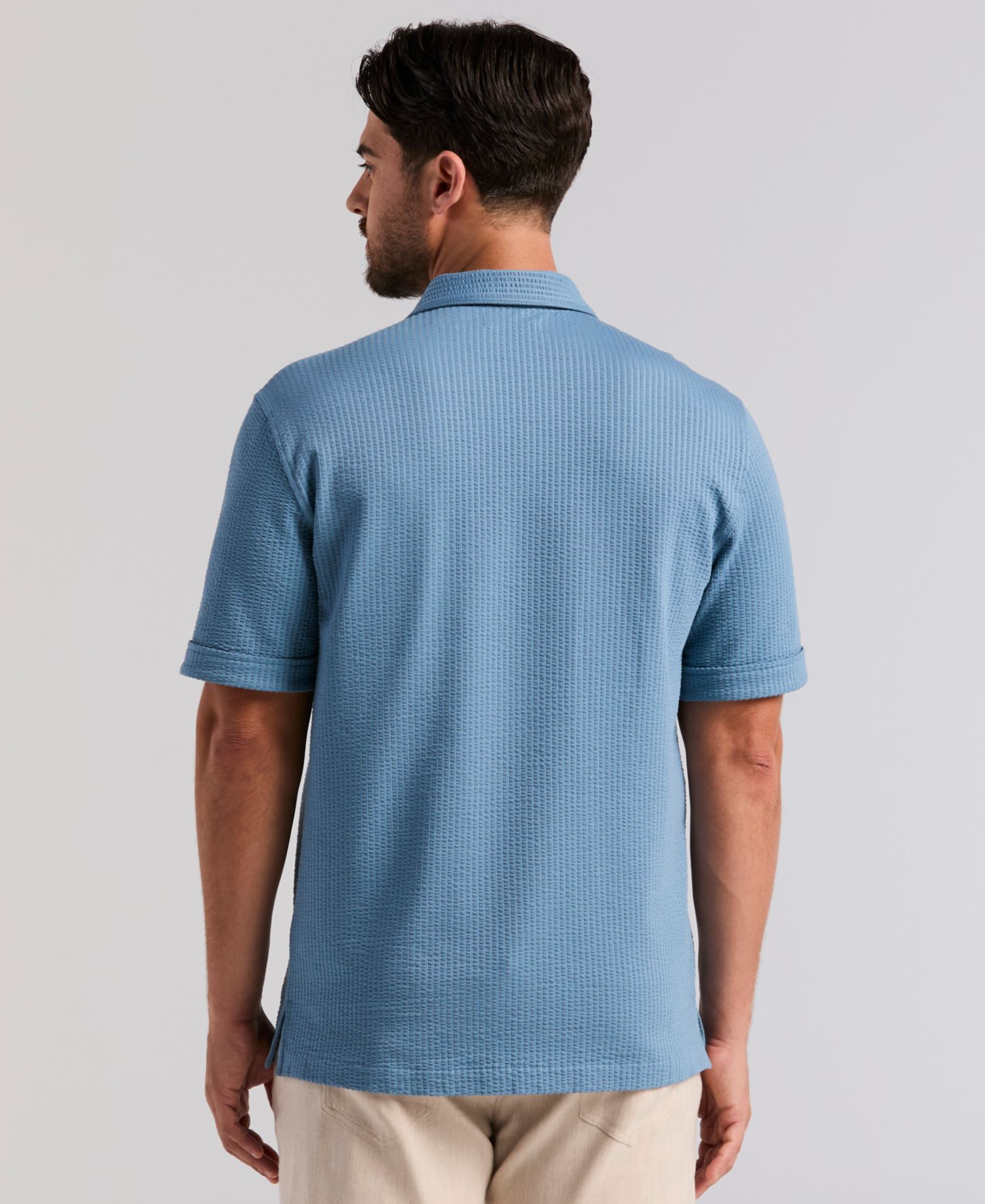 Men's Short-Sleeve Seersucker Knit Shirt