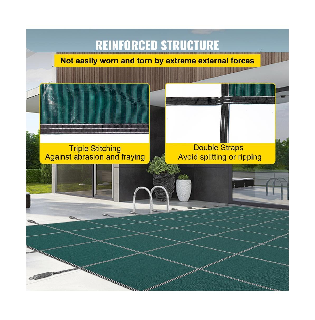 Sugift Inground Pool Safety Cover 20x38 ft Rectangular Winter Mesh Cover