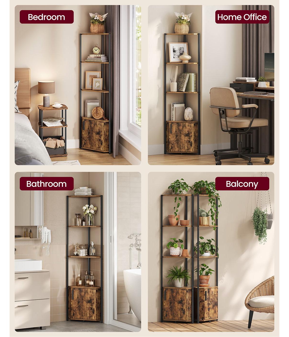 Slickblue 5 Tier Corner Shelf Unit Organizer for Living Room Storage
