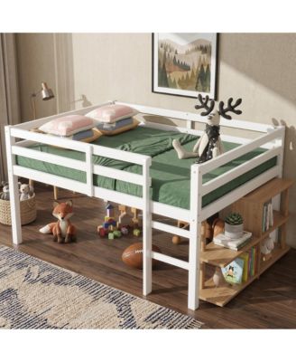 Rubber Wood Loft Bed with Ladder