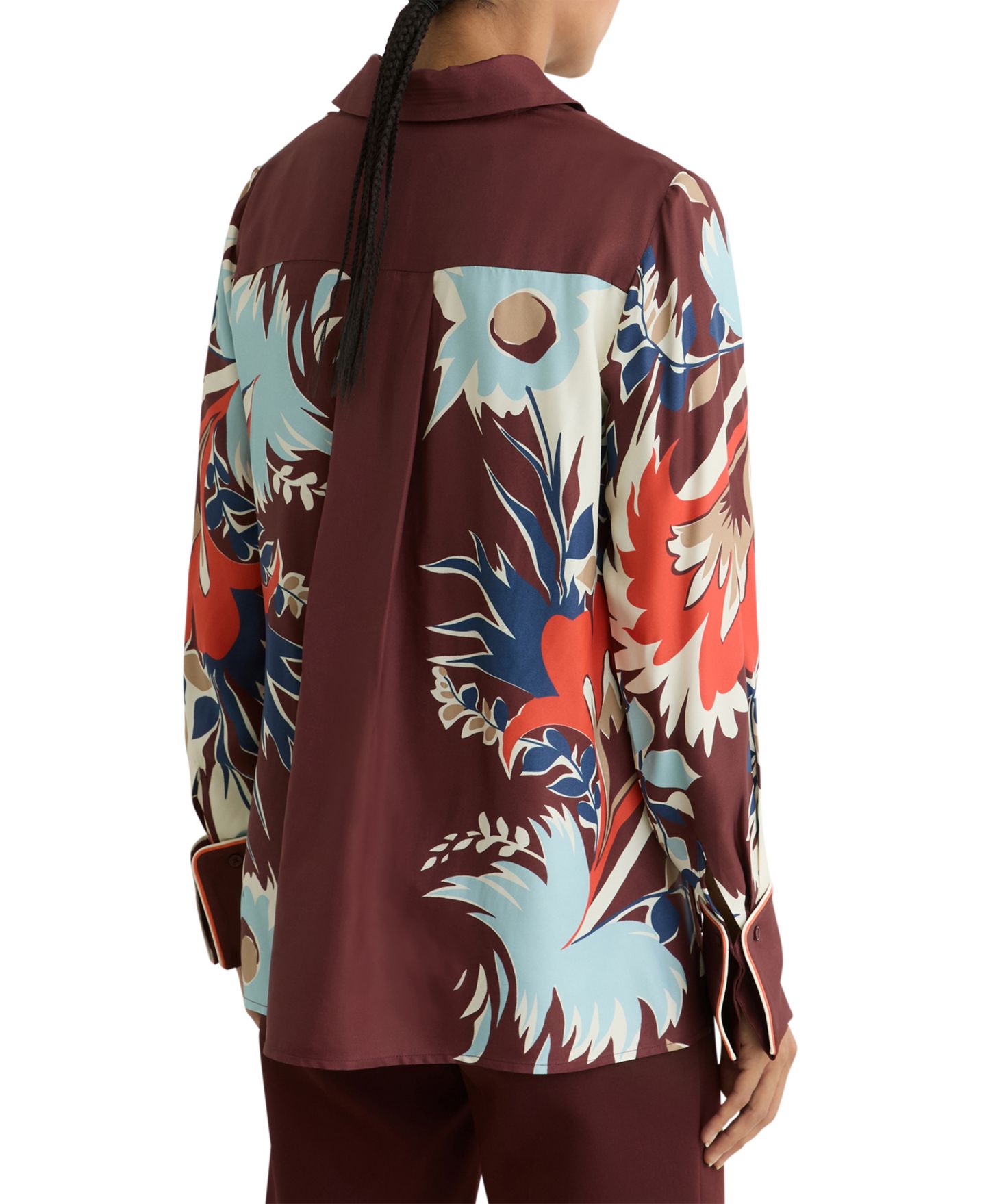 Женская рубашка REISS Lia Printed Button-Through, цвет: Бордовый — фото 2