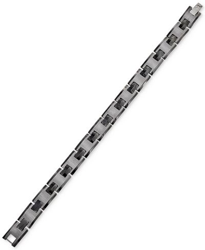 Esquire Men's Jewelry Multi-Tone Link Bracelet in Tungsten Carbide, Black Ion-Plated Steel and Stainless Steel, Only at Macy's
