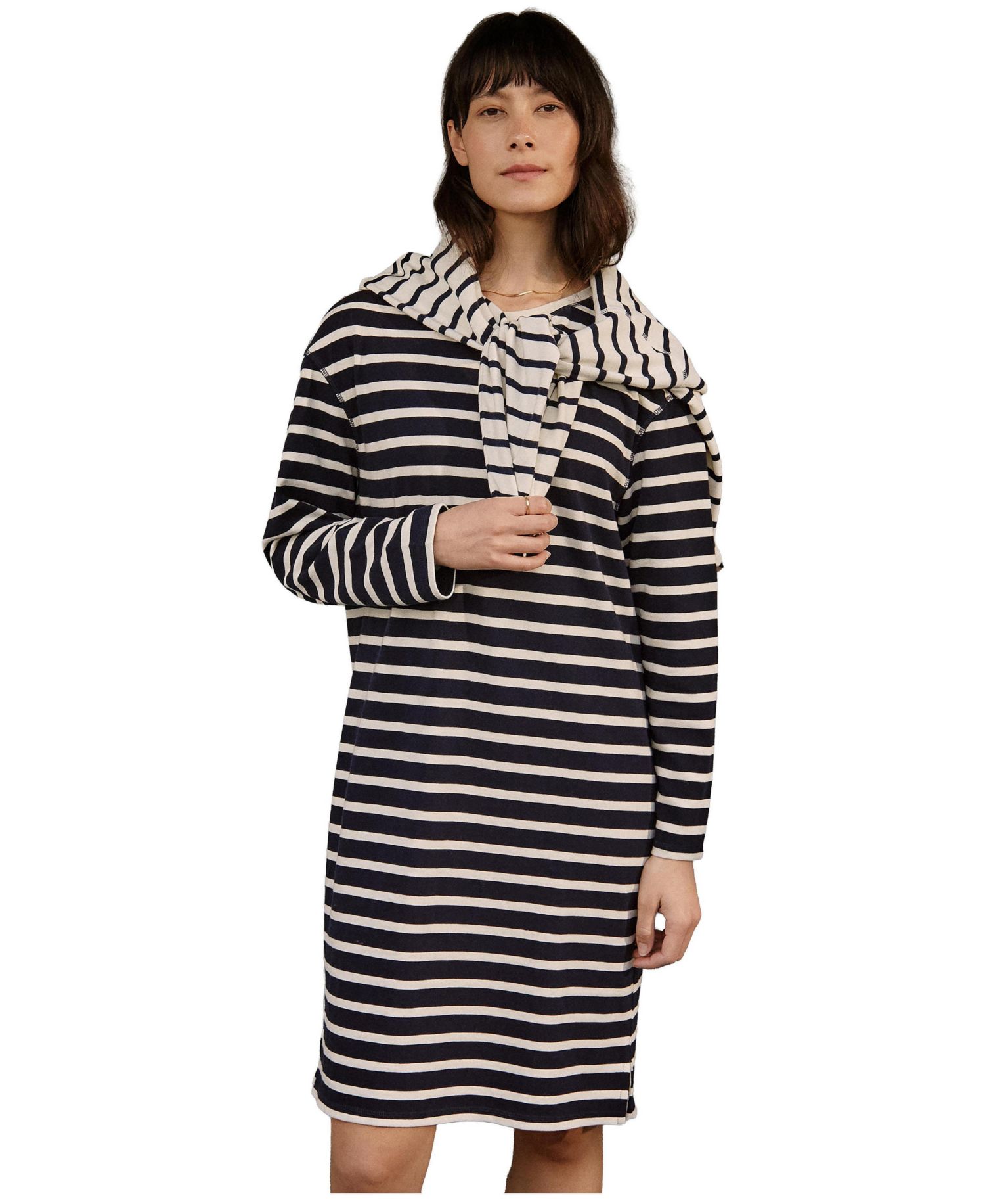 Women's Striped Knee Length Jersey Dress