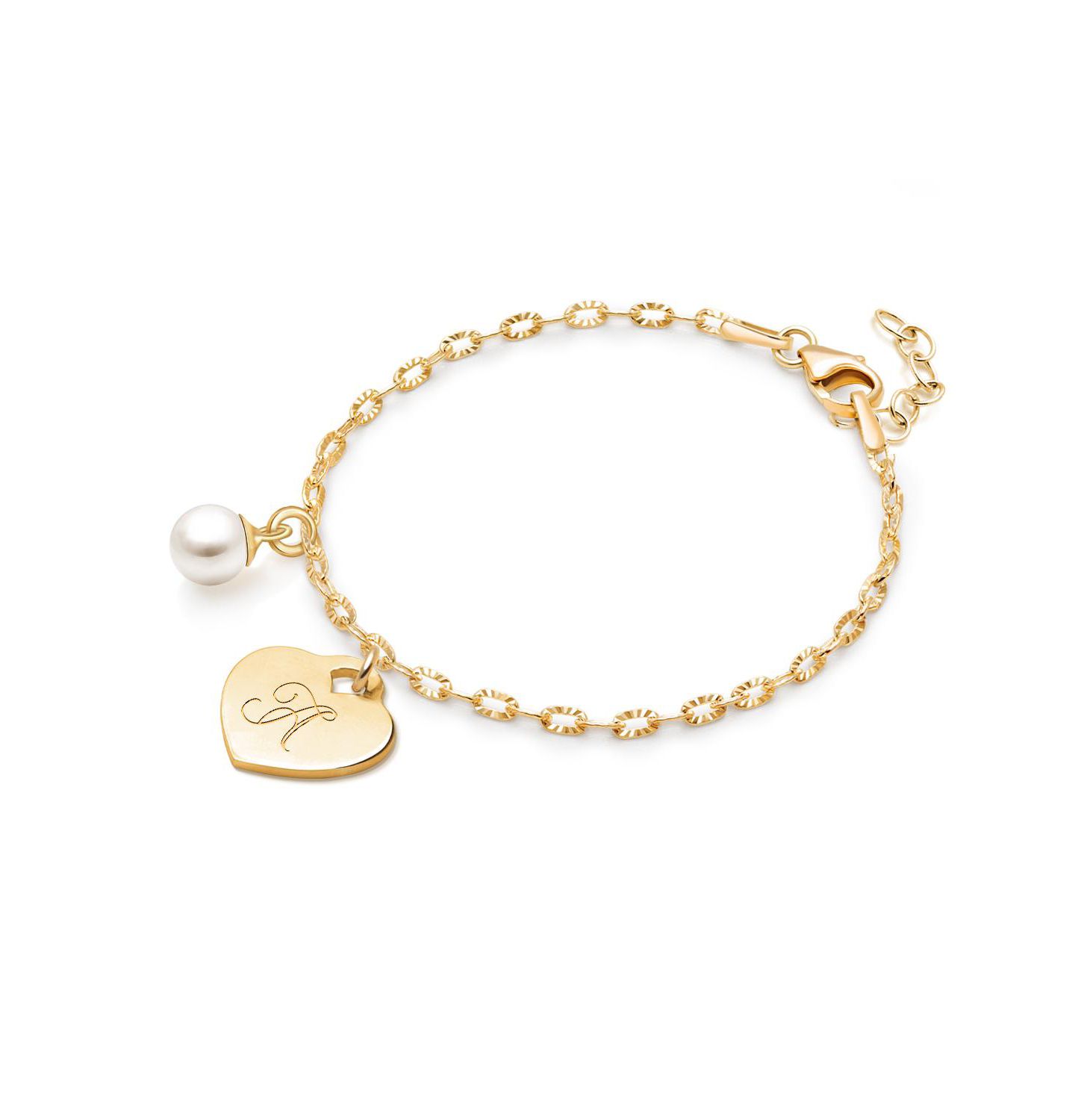 Детский браслет Tiny Blessings 14K Gold Classic Charm and Engraved Initial, цвет: 14k Золотой, вариант 1 — фото 1