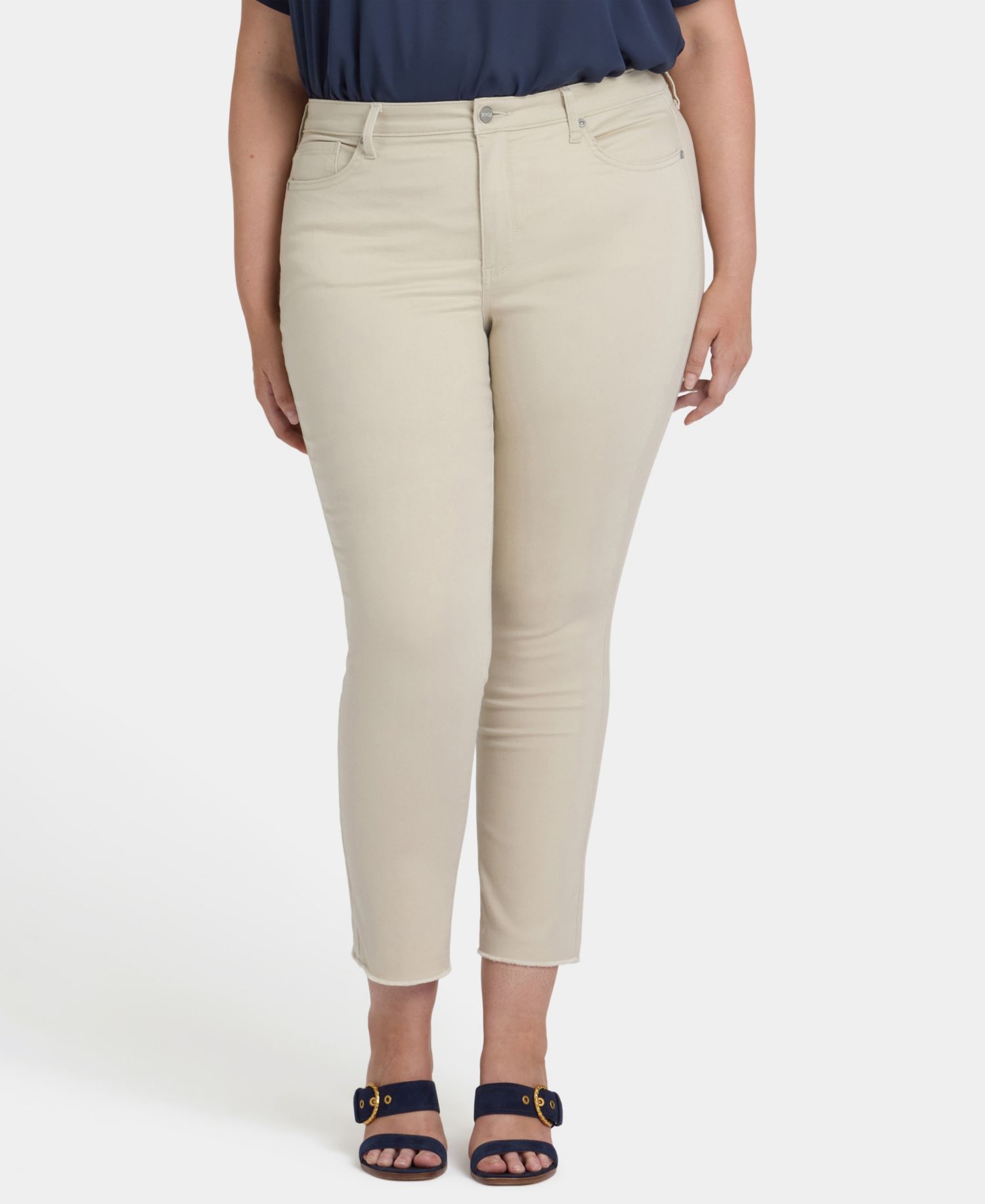Plus Size Sheri Ankle Fray Hem Jeans with Lift Tuck Technology