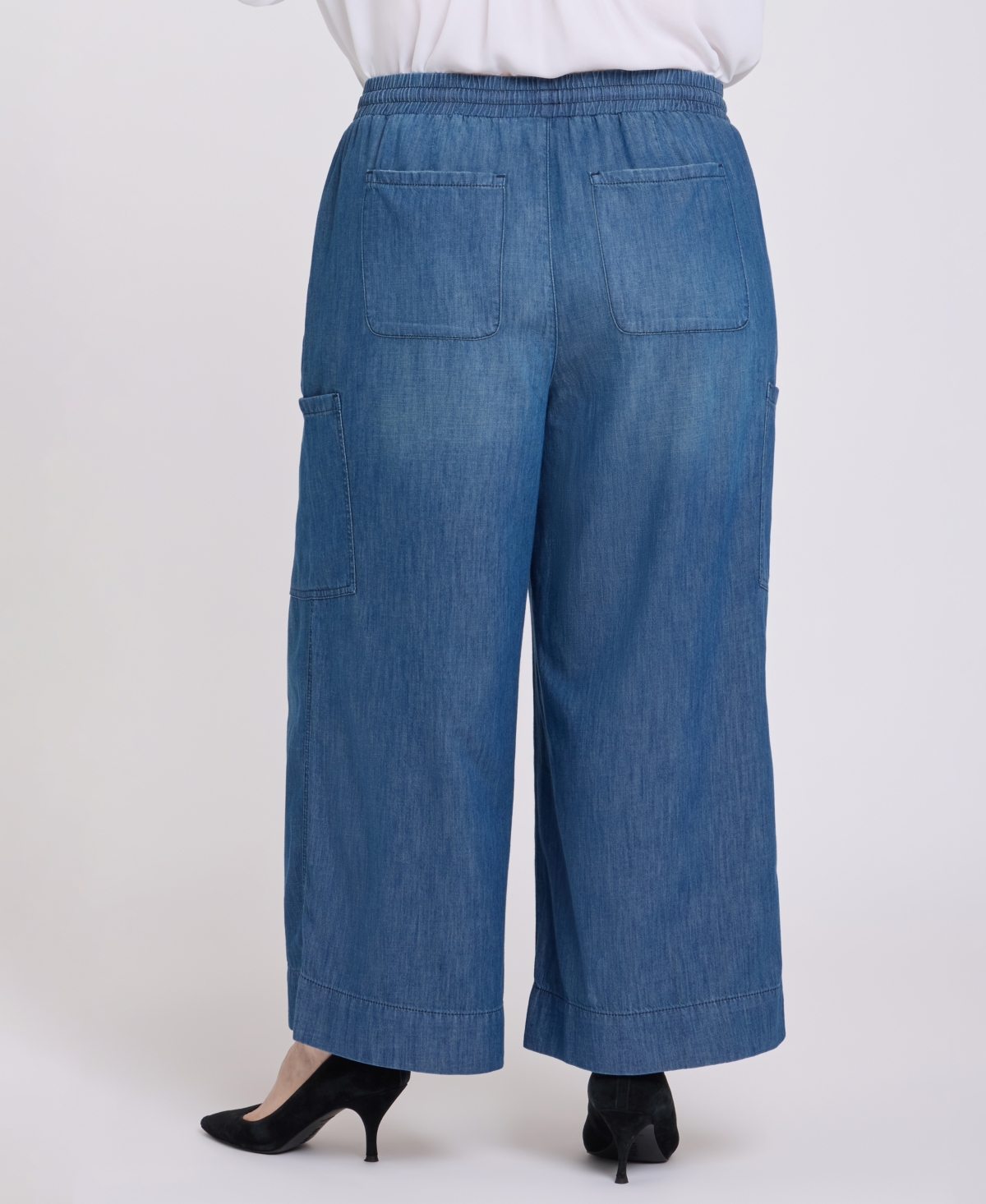 Nydj Plus Size Whitney Pull-on Cargo Crop Pants In Blue