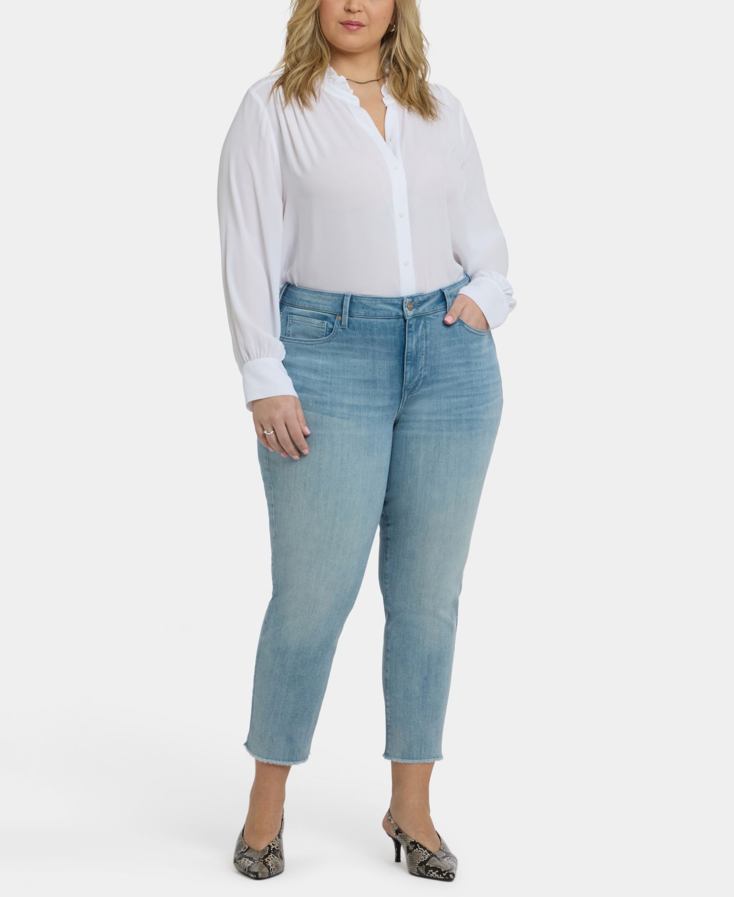 Plus Size Sheri Ankle Fray Hem Jeans with Lift Tuck Technology