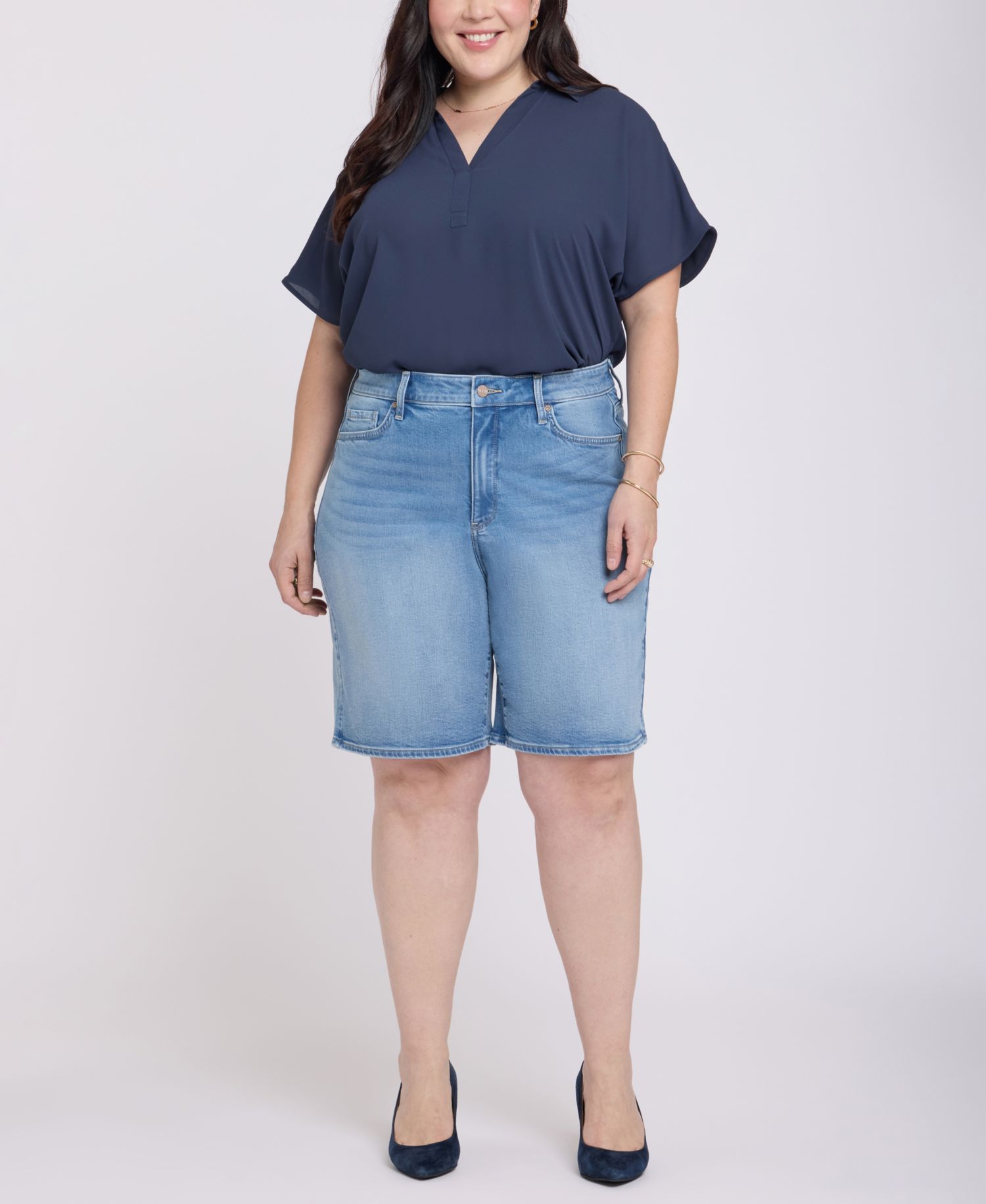 Plus Size Lilly Mid-Rise Shorts with Lift Tuck Technology