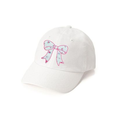 Girls Sky Blue Floral Bow Patch Baseball Hat