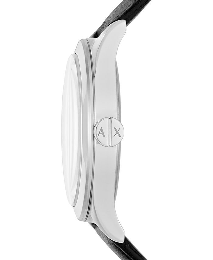 Armani Exchange AX Men's Diamond Accent Black Leather Strap Watch 44mm