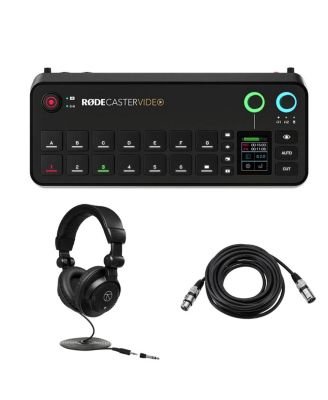  Video and Audio Production Console, Bundle with TAPH100 Monitor Headphones and 25' XLR Male to Female Microphone Cable