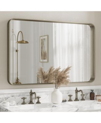 High-Strength Tempered Glass and Aluminum Alloy Framed Wall Decor Bathroom Vanity Mirror in Brushed Bronze
