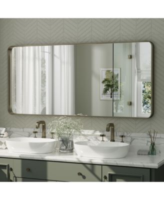  High-Strength Tempered Glass and Aluminum Alloy Framed Wall Decor Bathroom Vanity Mirror in Brushed Bronze