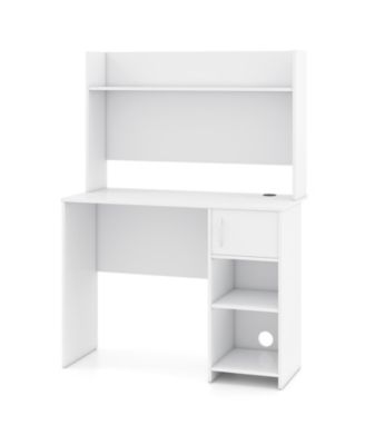 Home Office Desk with Raised Display Shelf and 2 Open Shelves