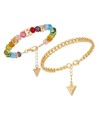 2-Pc. Gold-Tone Rainbow Beaded Bracelet Set