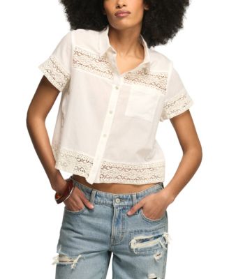 Women's Cutwork Collared Camp Shirt