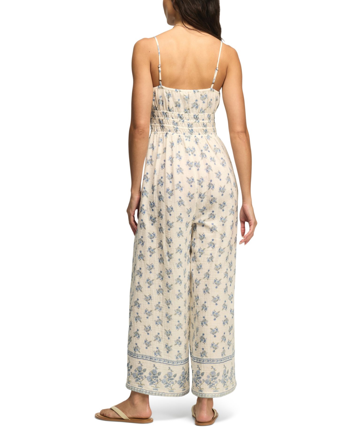 Women's Sleeveless Gauze Smocked Waist Jumpsuit