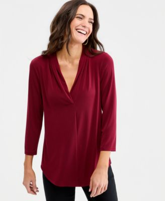 Women's 3/4 Sleeve V-Neck Knit Top