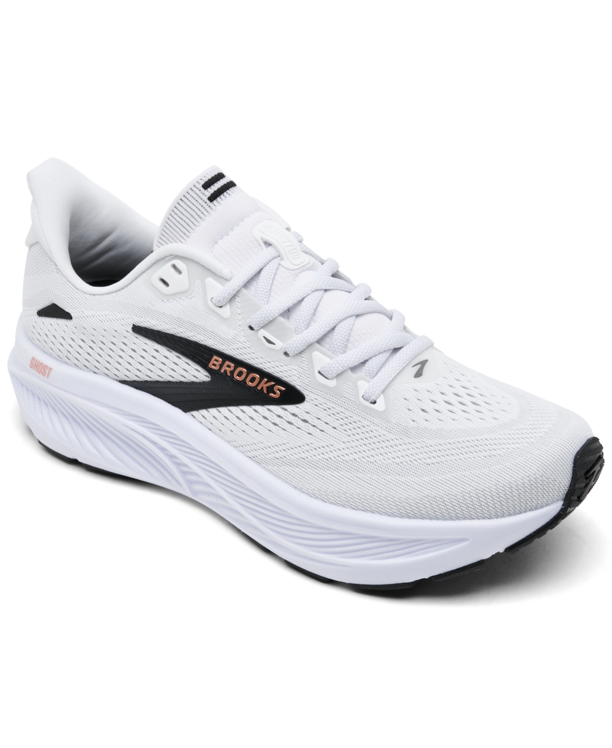 Brooks Women's Ghost 18 Running Sneakers From Finish Line In White,black,rose