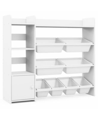 4-Tier Kids Toy Storage Organizer Bookshelf and Toy Storage Rack with Door