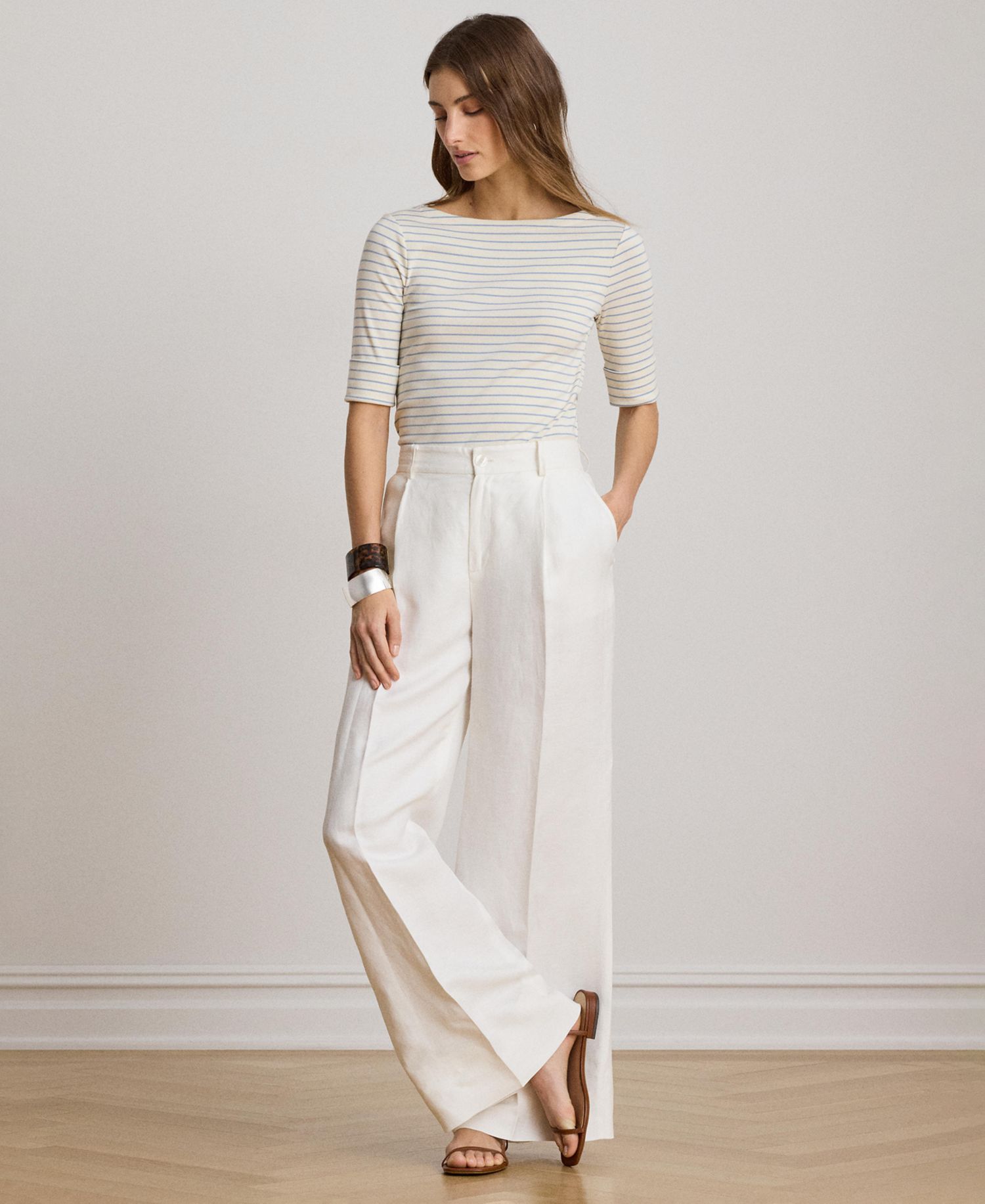 Women's Striped Boat Neck Top