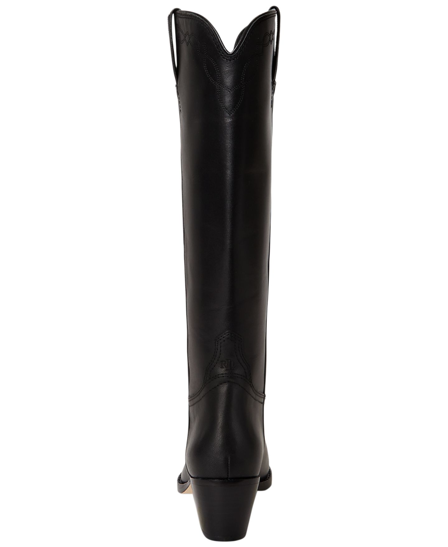 Женские ботинки Lauren Ralph Lauren Harpher Block Heel Tall, цвет: Чёрный кожаный — фото 3