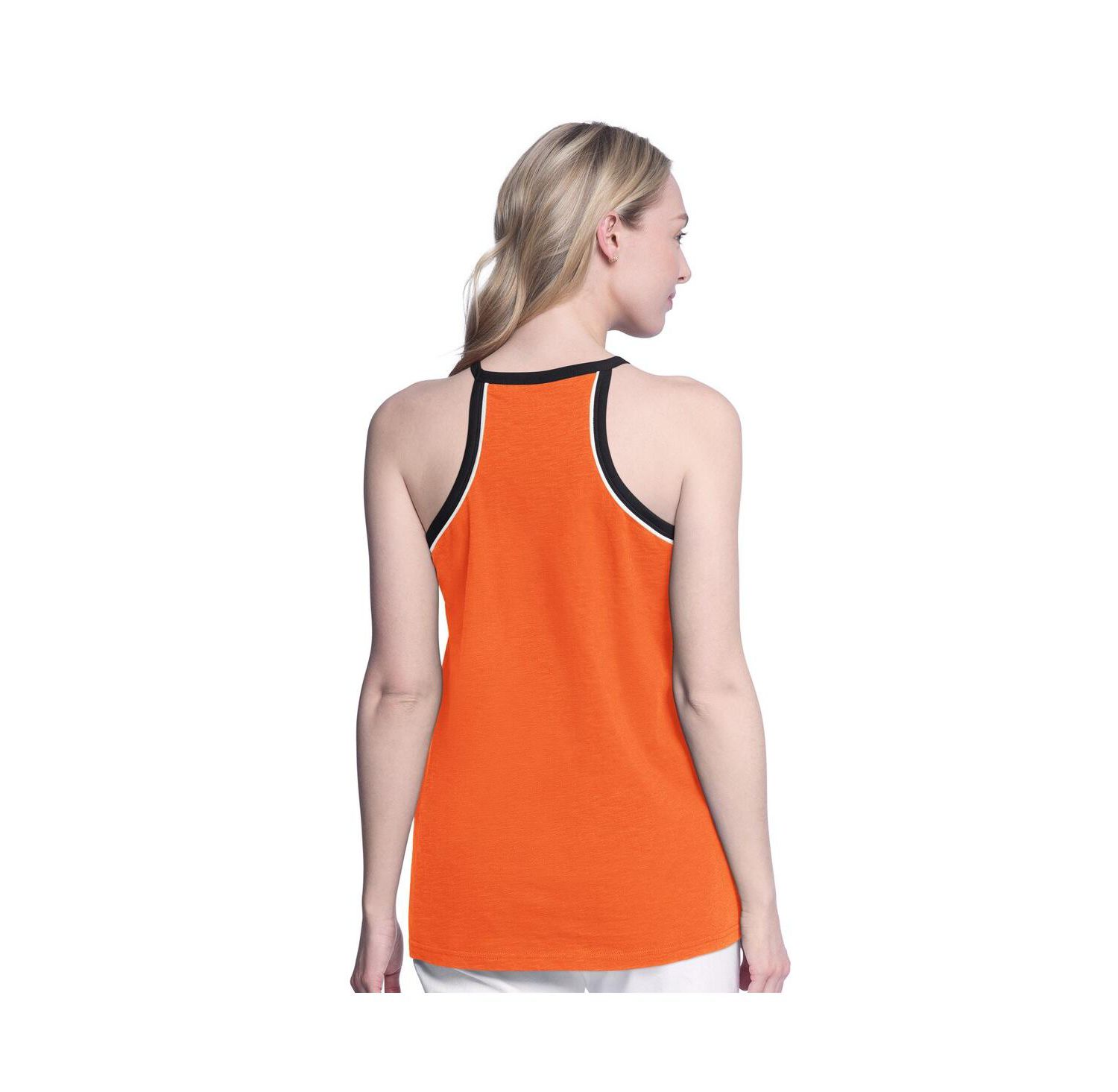 Women's Orange Philadelphia Flyers Curveball Racerback Scoop Neck Slub Tank Top