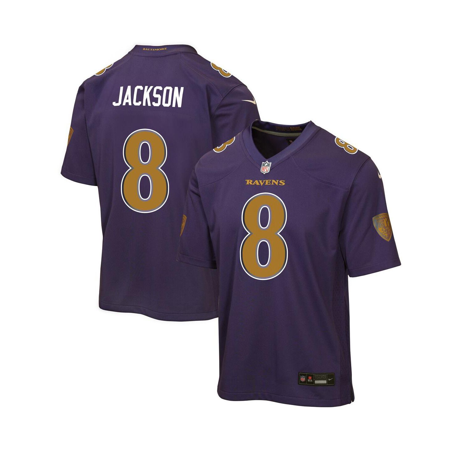 Big Boys and Girls Lamar Jackson Purple Baltimore Ravens Alternate 2 Game Jersey