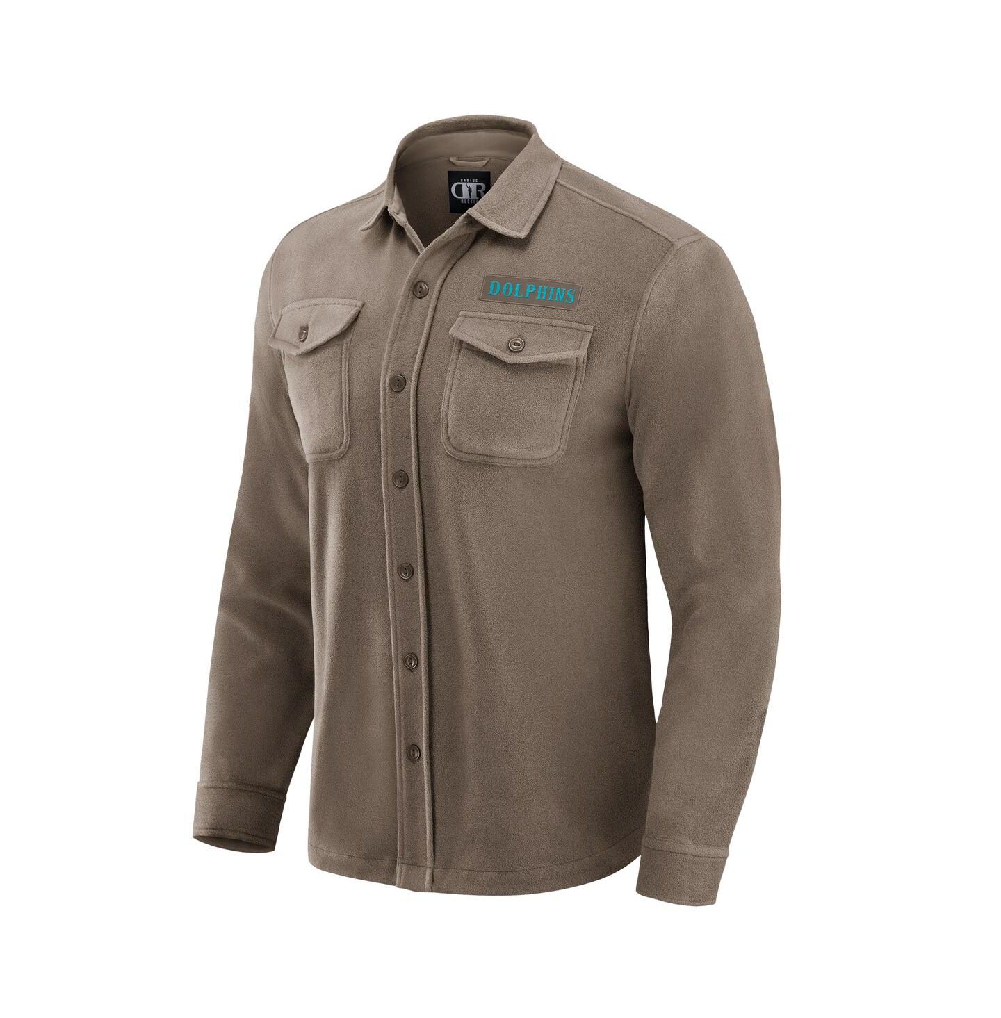 Мужская рубашка Fanatics Tan Miami Dolphins Polar Fleece Cozy Button-Up — фото 2