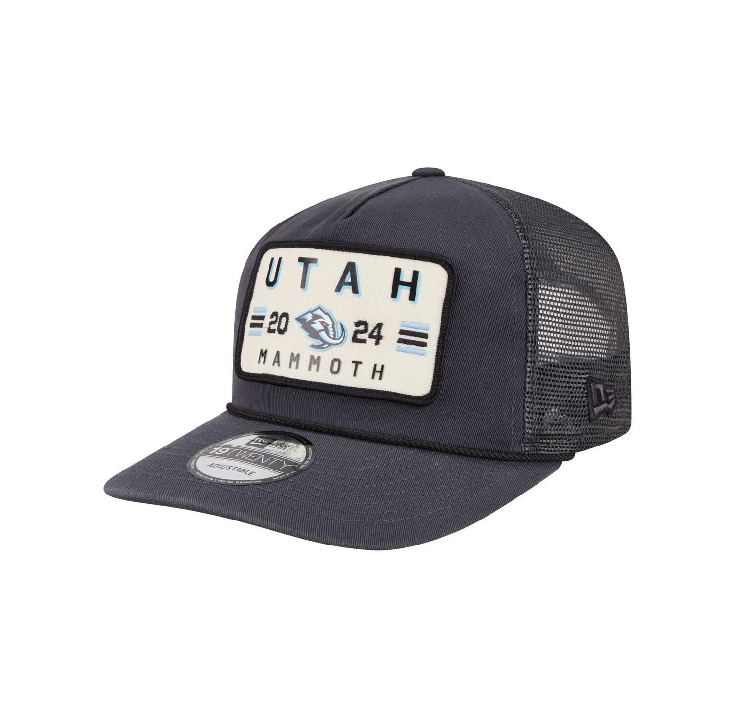 Men's Charcoal Utah Mammoth Washed Patch 19TWENTY Trucker Adjustable Hat
