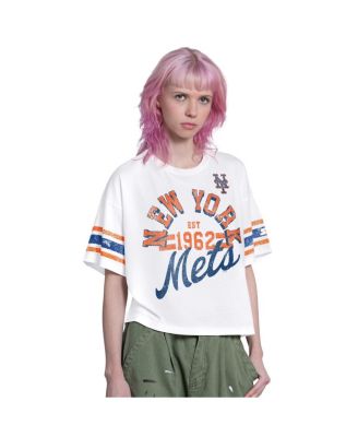 Women's White New York Mets Cropped Hurry Up Offense T-Shirt