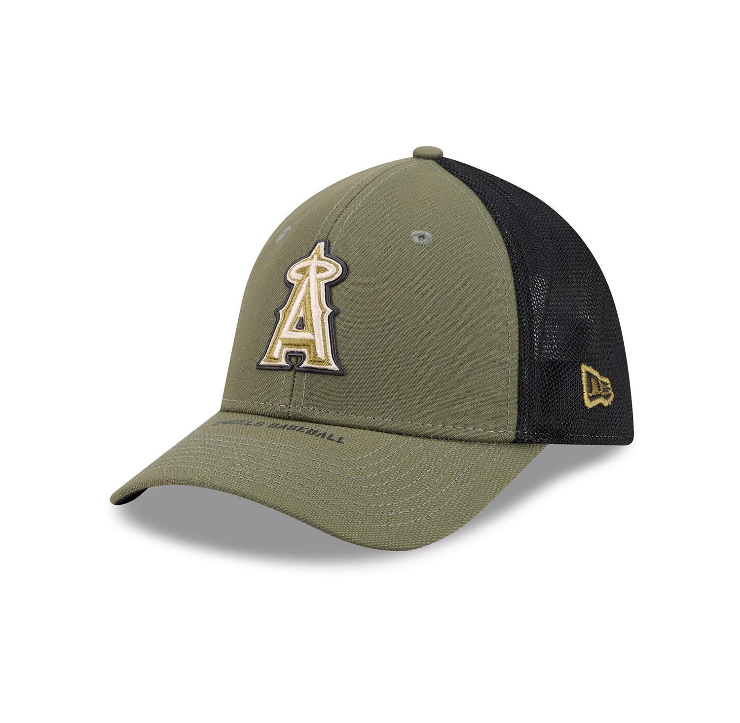 Men's Olive Los Angeles Angels 2026 Armed Forces Day 39THIRTY M-Crown Flex Hat