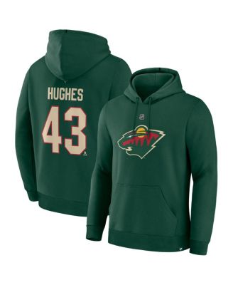 Men's Quinn Hughes&nbsp;Green Minnesota Wild Authentic Stack Name & Number Hoodie