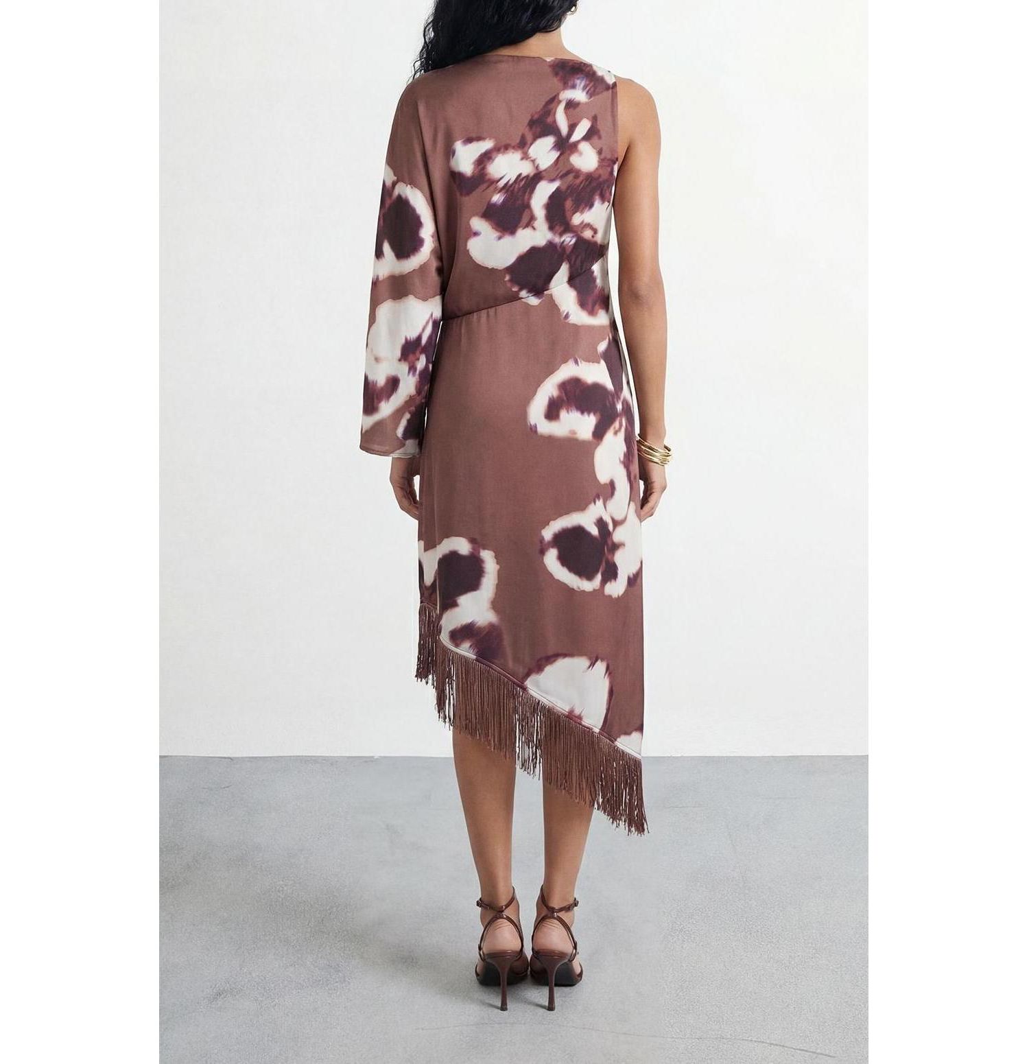 Women's One Shoulder Satin Midi Dress