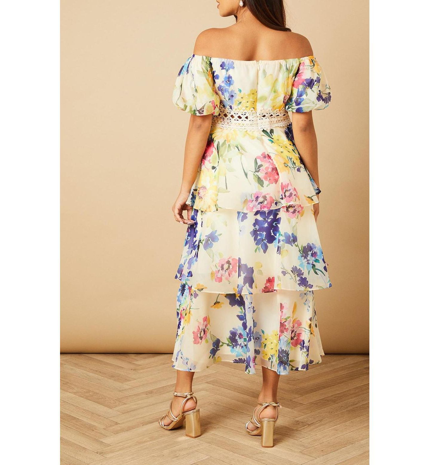 Женское платье Oasis Floral Bardot Midi, цвет: Разноцветный — фото 7
