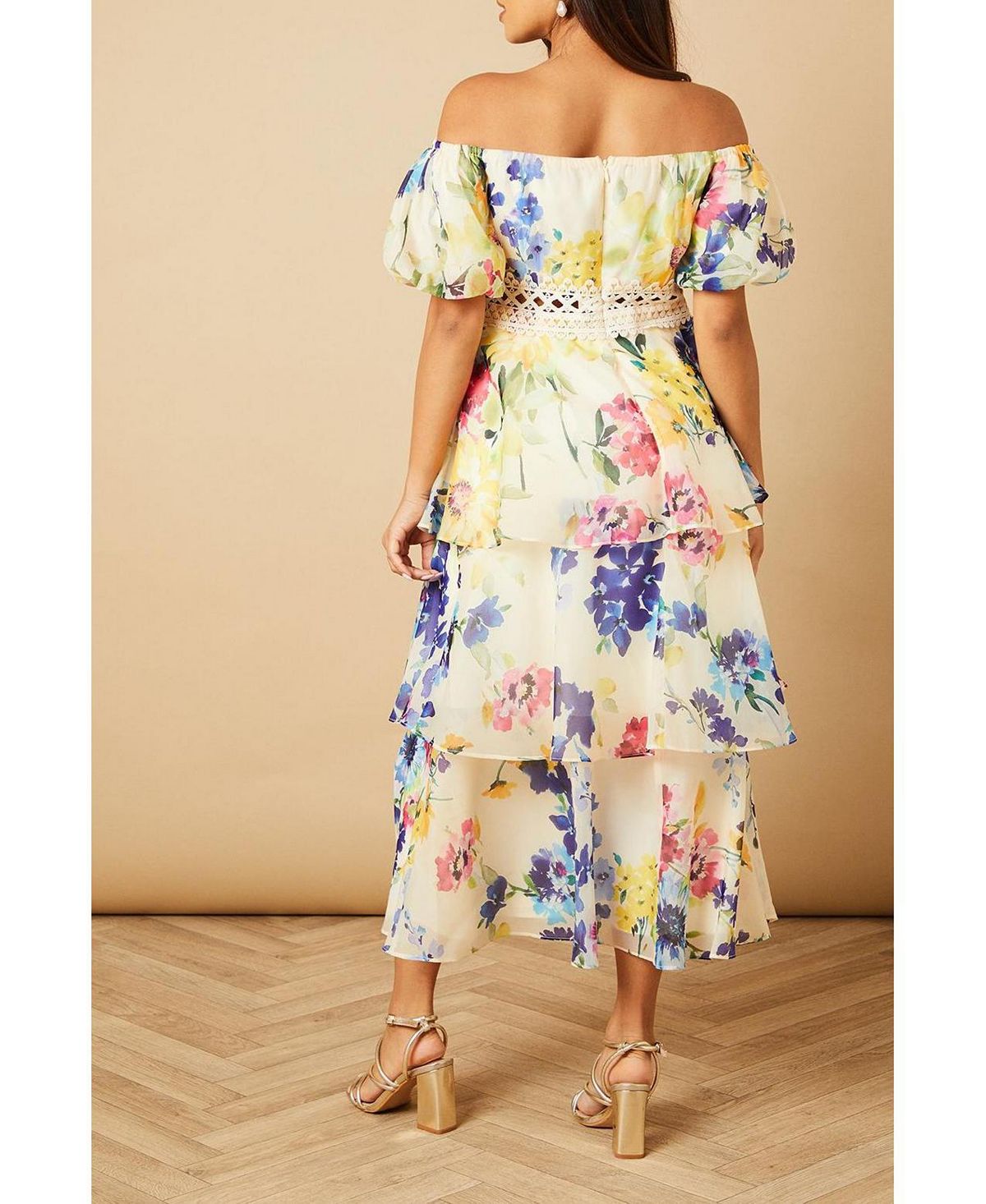 Oasis Women's Floral Bardot Midi Dress view 7 — MAYCSS fashion products