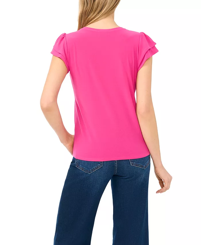Women's Double Ruffle-Sleeve Crewneck Top - thumbnail 4