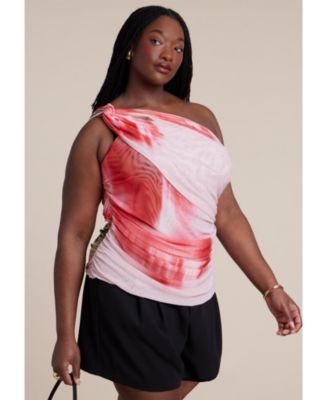 Women's Twist Drape Sheer Mesh Top
