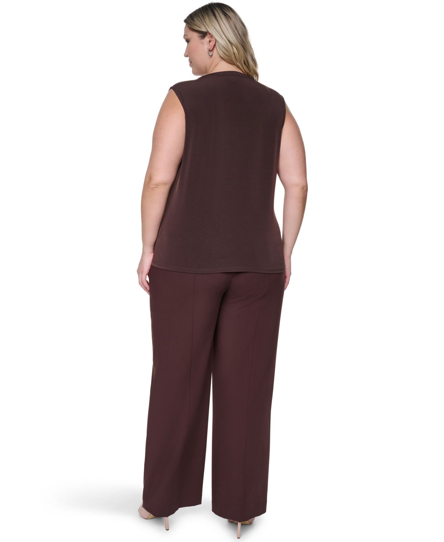 Plus Size Sleeveless Ruffle-Front V-Neck Top