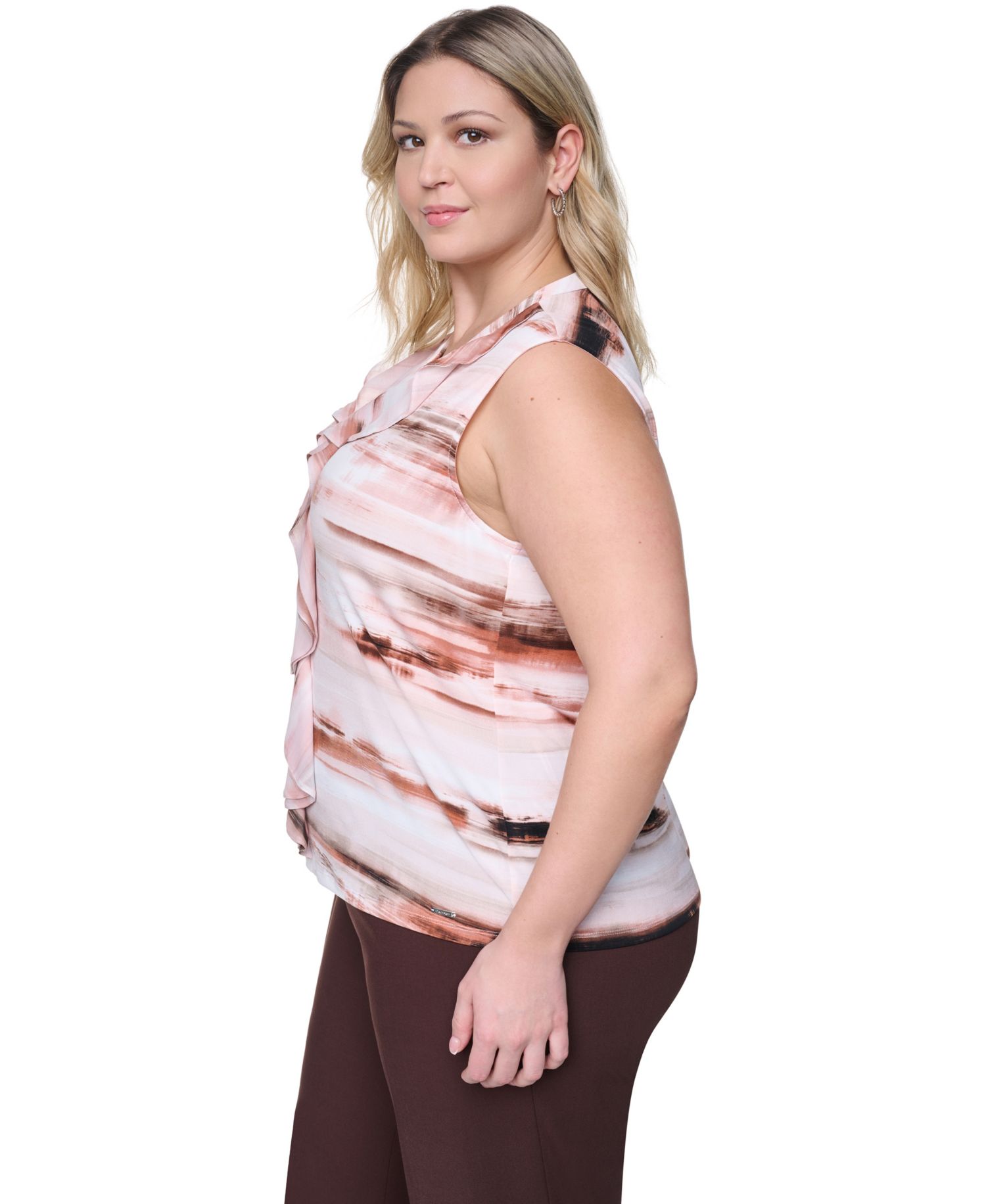 Plus Size Sleeveless Ruffle-Front V-Neck Top