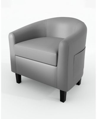Accent Chairs Faux Leather Chairs Barrel Club Chairs Comfy Living Room Chairs with Sturdy Legs for Bedroom Reading Room Waiting Room