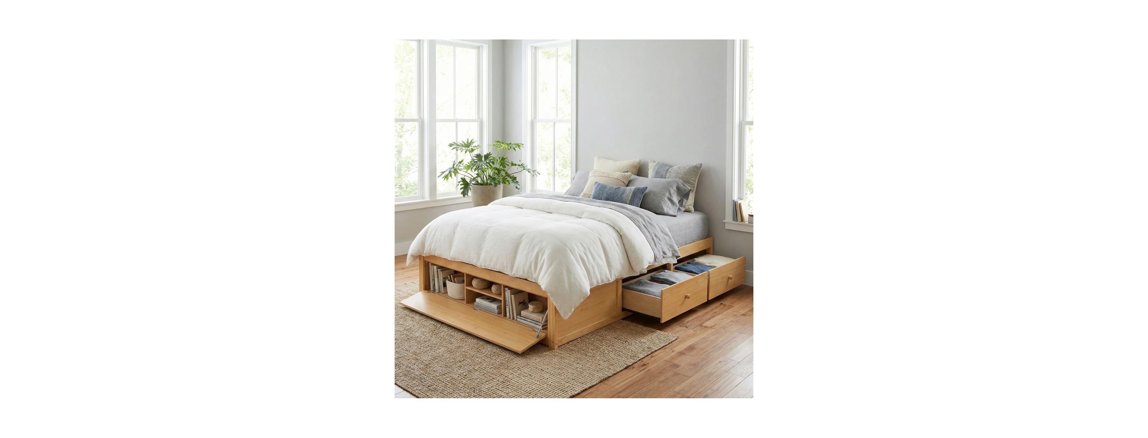 Streamdale Furniture Platform Bed w/ 4 Drawers and Lift Storage