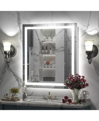 28" x 32" Super Bright Front and Back LED Lighted Anti-Fog Tempered Glass Bathroom/Vanity Mirror with ETL and 3-Year Warranty